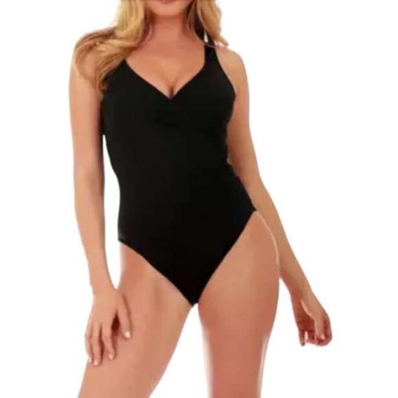 InstantFigure One-Piece Wrap Swimsuit w/ Slimming Control NWT - Picture 1 of 11